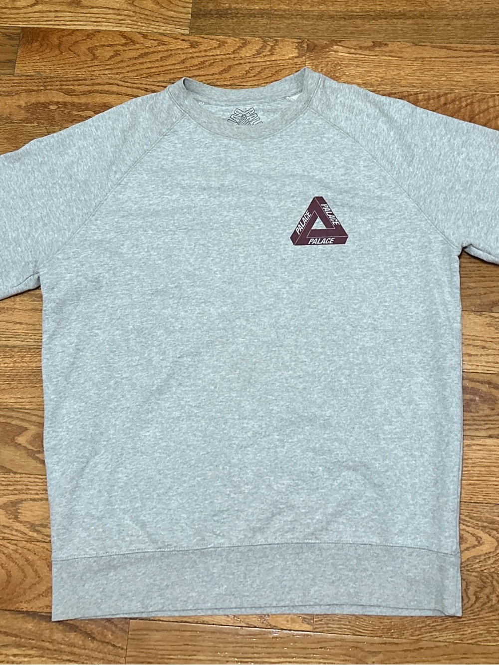 Palace Grey Crewneck Sweatshirt with Maroon Logo
